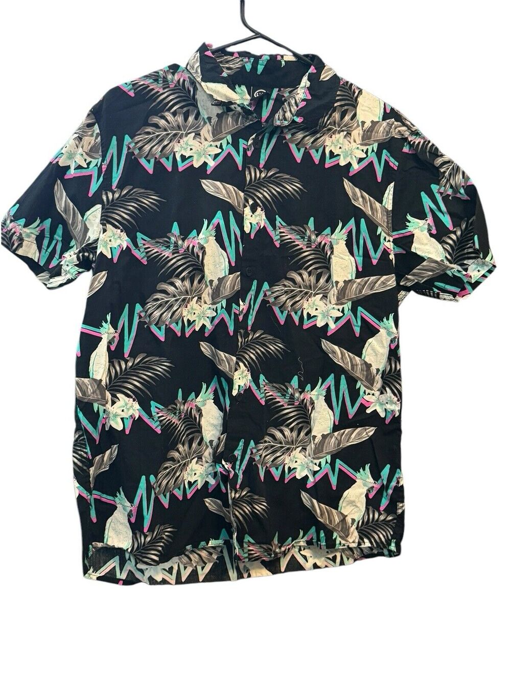 Neff Cockatoo Bird 90 Vibe Button Up Shirt Sunglass Beach Bro Tropical Medium